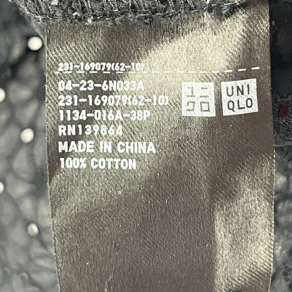 UNIQLO Tank Top Womens XL Floral Eyelet Embroidered Sleeveless Shell Black - Picture 10 of 13